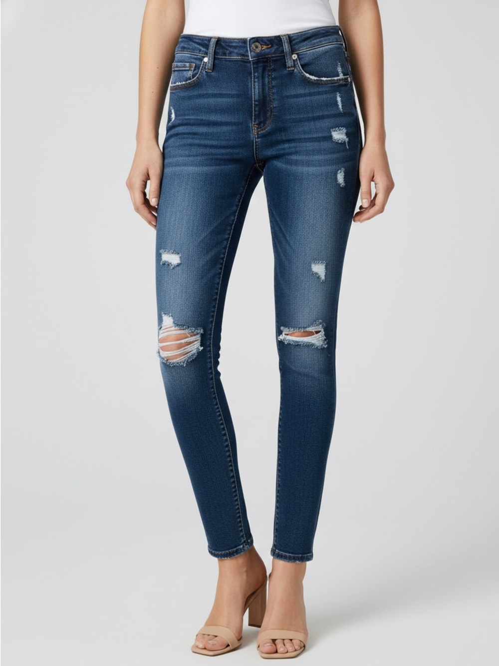 Vella Jean Distressed Skinny Jeans Dark Wash High Rise NWT Size 11J